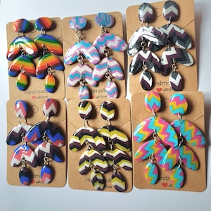 Pride/lgbtq+ Fishbone Dangle Earrings.(Rainbow, Transgender, Pansexual, Non-Binary, Genderfluid, ASexual. Handmade)