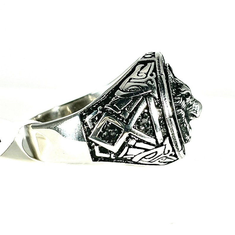 Otroligt detaljerad handgjord stålvargring, herrhandsmycken, maskulin fars dag-present till pappa, bror, pojkvän bild 7