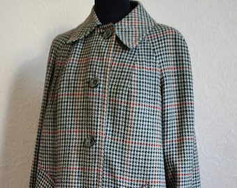 実寸L 80s Aquascutum Club check Wool Coat Rare, Fully Reversible Vintage Aquascutum Houndstooth Check