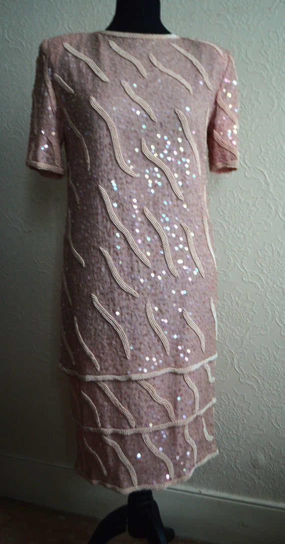 Stunning 1980s Gina Bacconi sequinned dress - size