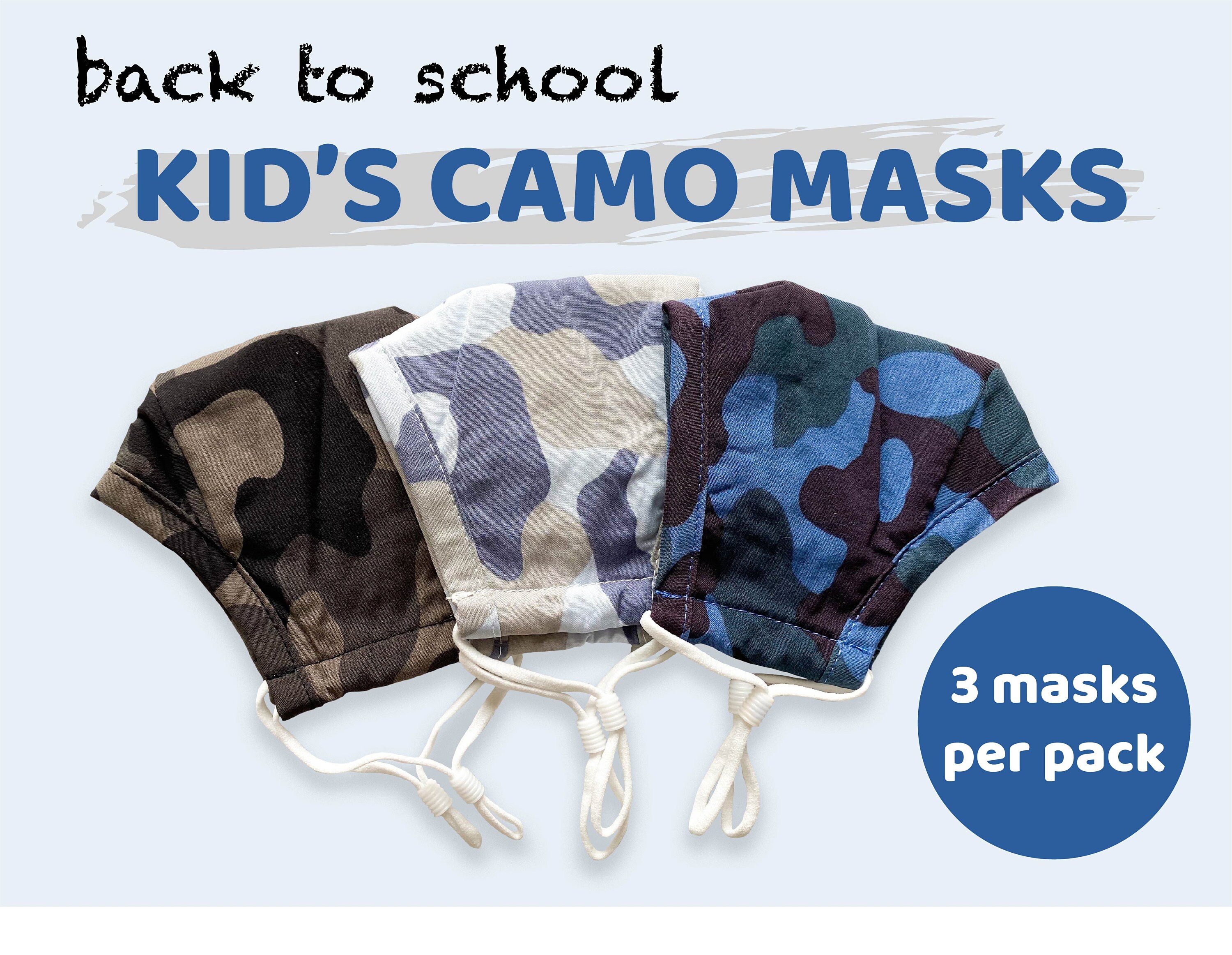 Kids Adjustable Camo Face Mask with Nose Wire and Adjustable Straps |…