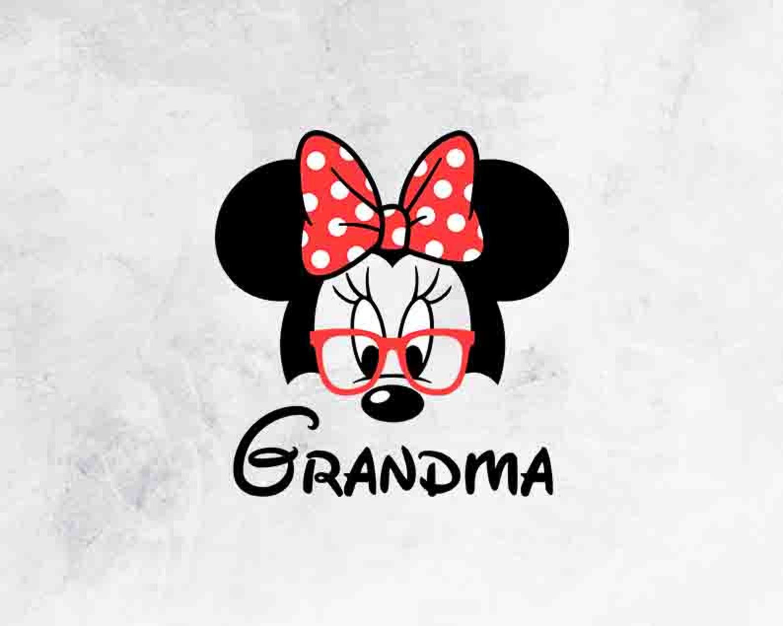 Grandma Minnie Mouse Ears Head Glasses SVG PNG Etsy