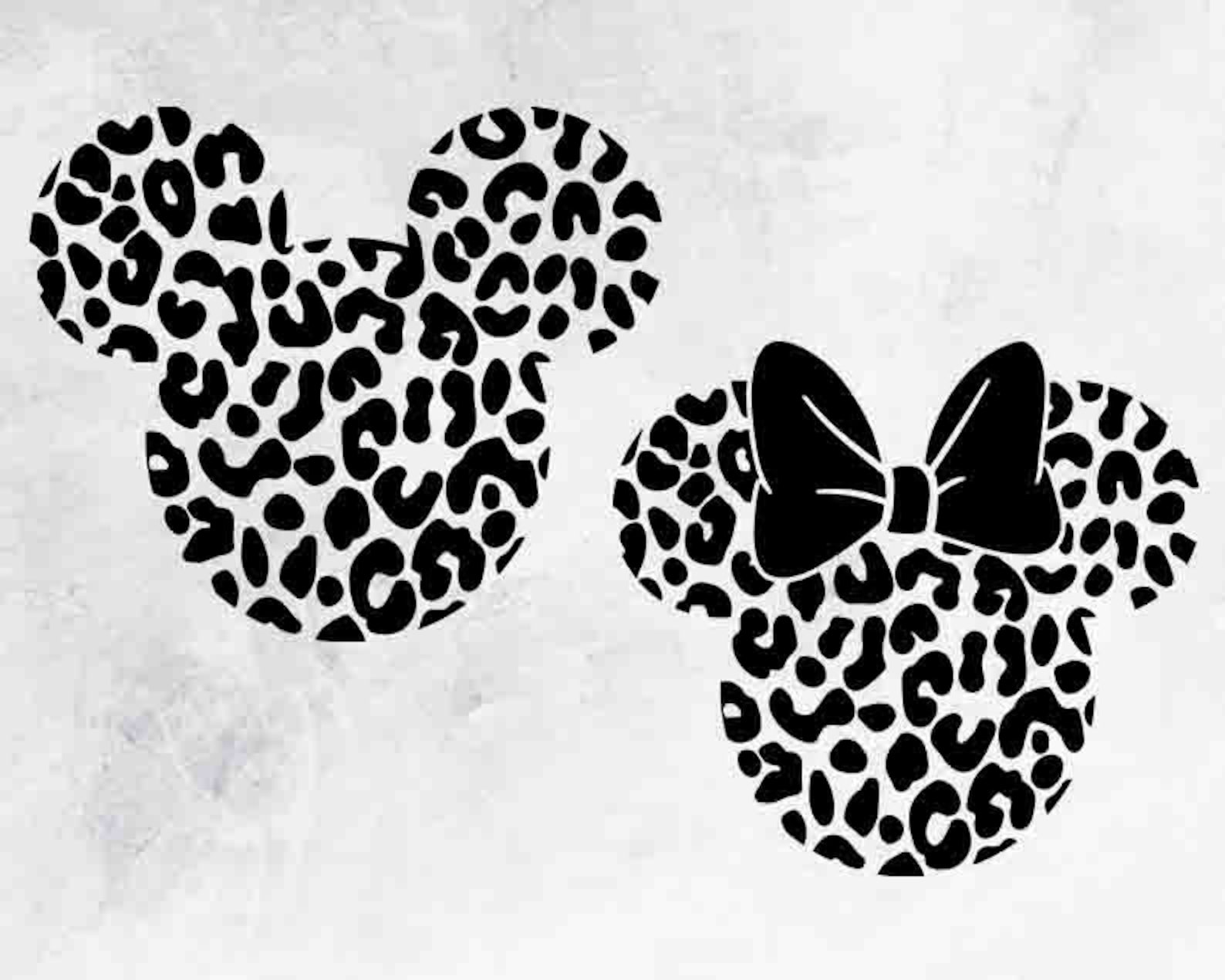 Leopard Pattern Disney Mickey Minnie Mouse Ears Head Bow | Etsy