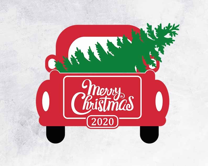 Download Merry Christmas 2020 Red Truck Christmas Tree SVG PNG | Etsy