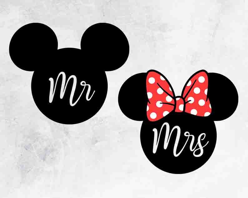 Mr and Mrs Disney Mickey Minnie Mouse Ears Red Bow Dots Etsy
