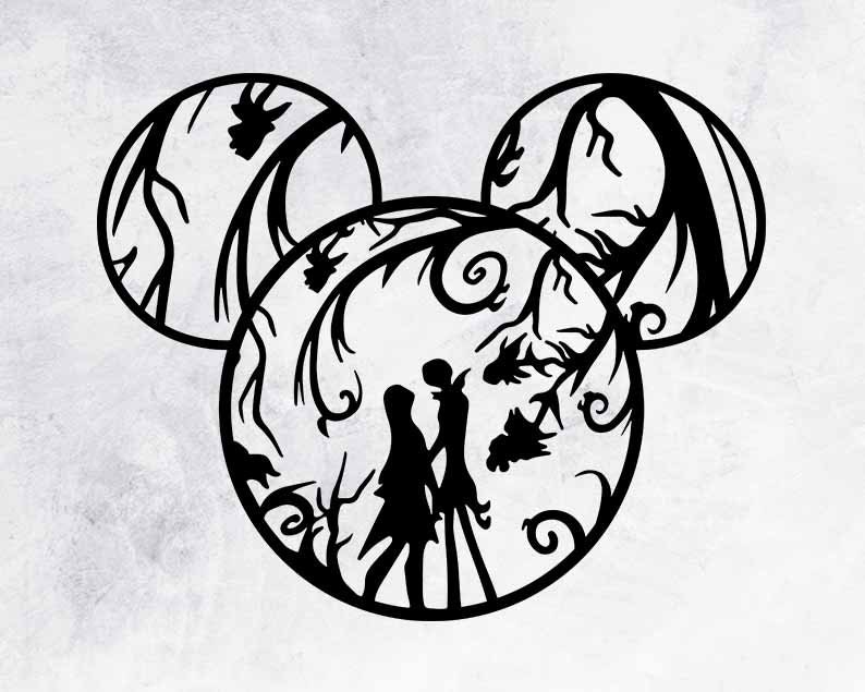 Jack and Sally Disney Halloween Mickey Ears SVG PNG | Etsy
