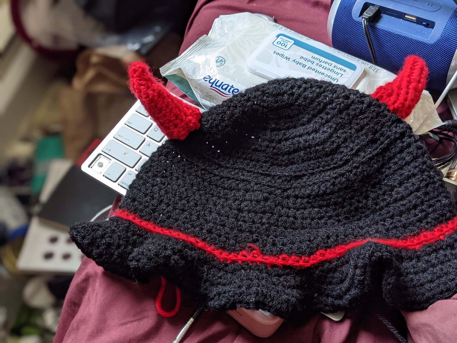 Handmade Devil Horns Crochet Bucket Hat Etsy