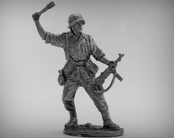 Toy Soldiers Action Figurines German Soldier WW2 World War II 54 mm Figures 1/32 Tin Soldiers Miniatures Statuettes Toy Sculpture Gift Metal