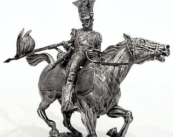 Action Figurines Polish Lancer French Army Napoleonic Wars Scale 1/32 54 mm Figures Tin Metal Miniature Statuette Toy Soldiers Tin Soldiers