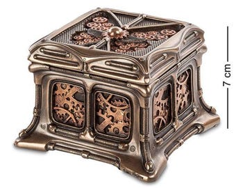 Caja de joyería Steampunk, soporte mecánico para baratijas, caja de recuerdos de estilo industrial, regalo Steampunk para ella con diseño de engranajes y mariposas.