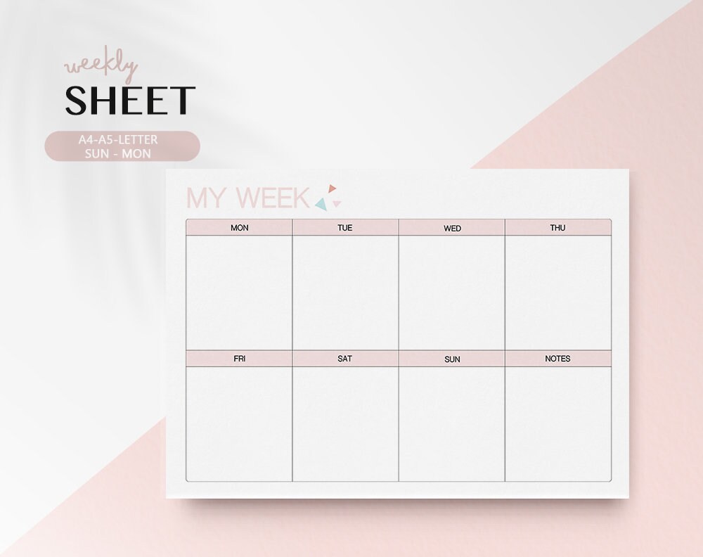 landscape weekly planner printable weekly planner weekly etsy