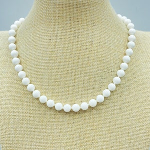 Vintage Monet White Glass Bead Choker Necklace, 16 Inch
