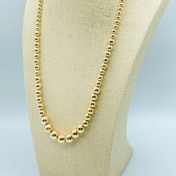 Vintage Napier Gold Tone Bead Necklace, 80s Napier Necklace, Napier Gold Bead Necklace, Napier Necklace, 25 Inches, Napier Jewelry