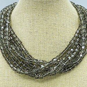 Vintage Kenneth Jay Lane Necklace: Smoky Green Beaded Choker