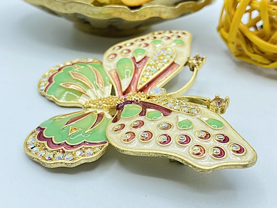 Vintage Kenneth Jay Lane Brooch: Butterfly In Ena… - image 2