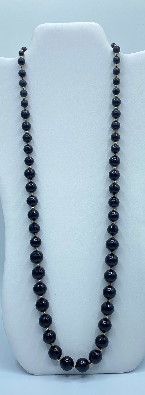 Monet Graduated Black Beaded Necklace, 80s Monet … - image 10