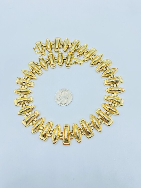 Vintage Monet Gold Tone Statement Choker Necklace… - image 6