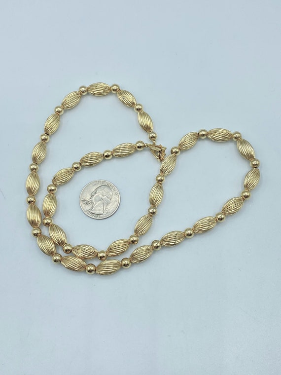 Vintage Napier Gold Tone Textured Oblong Bead Nec… - image 9