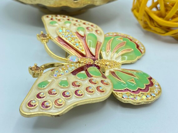 Vintage Kenneth Jay Lane Brooch: Butterfly In Ena… - image 3