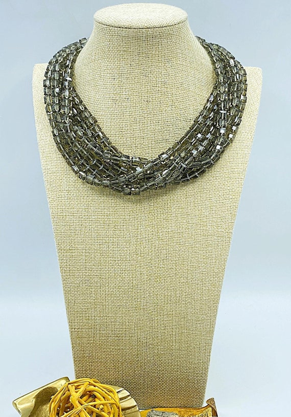 Kenneth Jay Lane Necklace: Green Bead Choker, Mul… - image 2