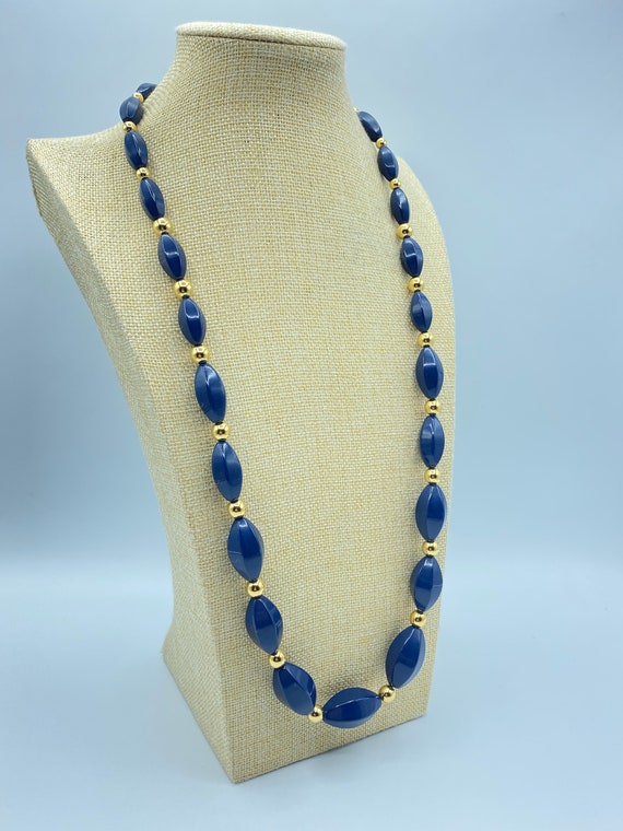 Vintage Napier Necklace, Napier Blue and Gold Nec… - image 2