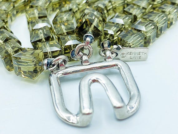 Kenneth Jay Lane Necklace: Green Bead Choker, Mul… - image 9