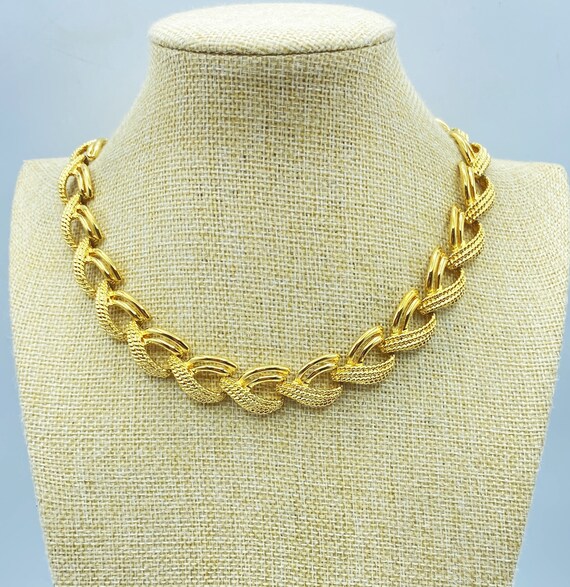 Vintage Napier Gold Tone Link Choker Necklace, 80s