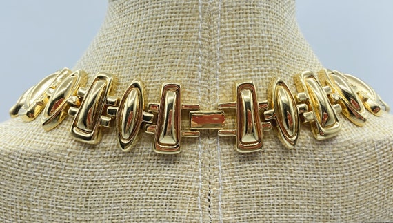 Vintage Monet Gold Tone Statement Choker Necklace… - image 4