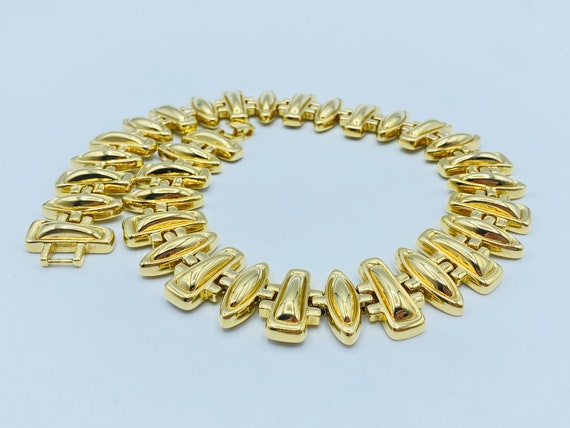 Vintage Monet Gold Tone Statement Choker Necklace… - image 5