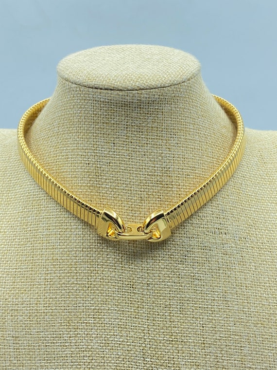 Vintage Napier Gold Tone Flat Gas Pipe Choker, Nap