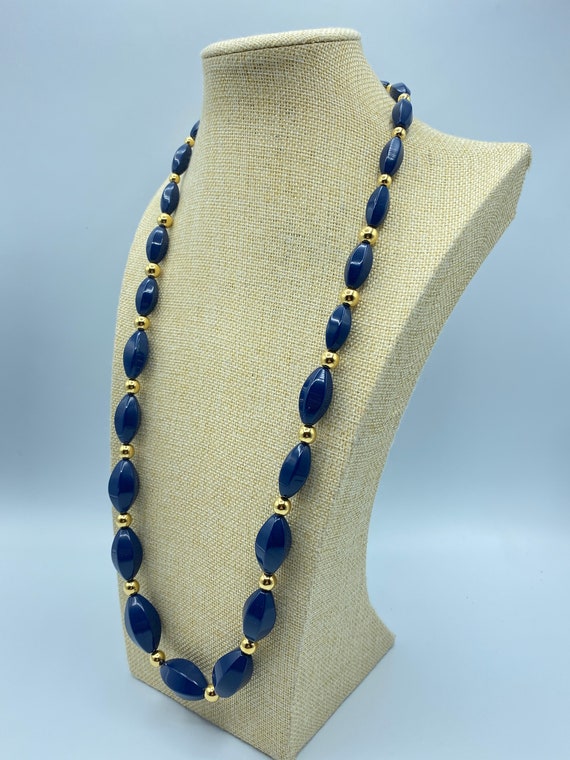 Vintage Napier Necklace, Napier Blue and Gold Nec… - image 3