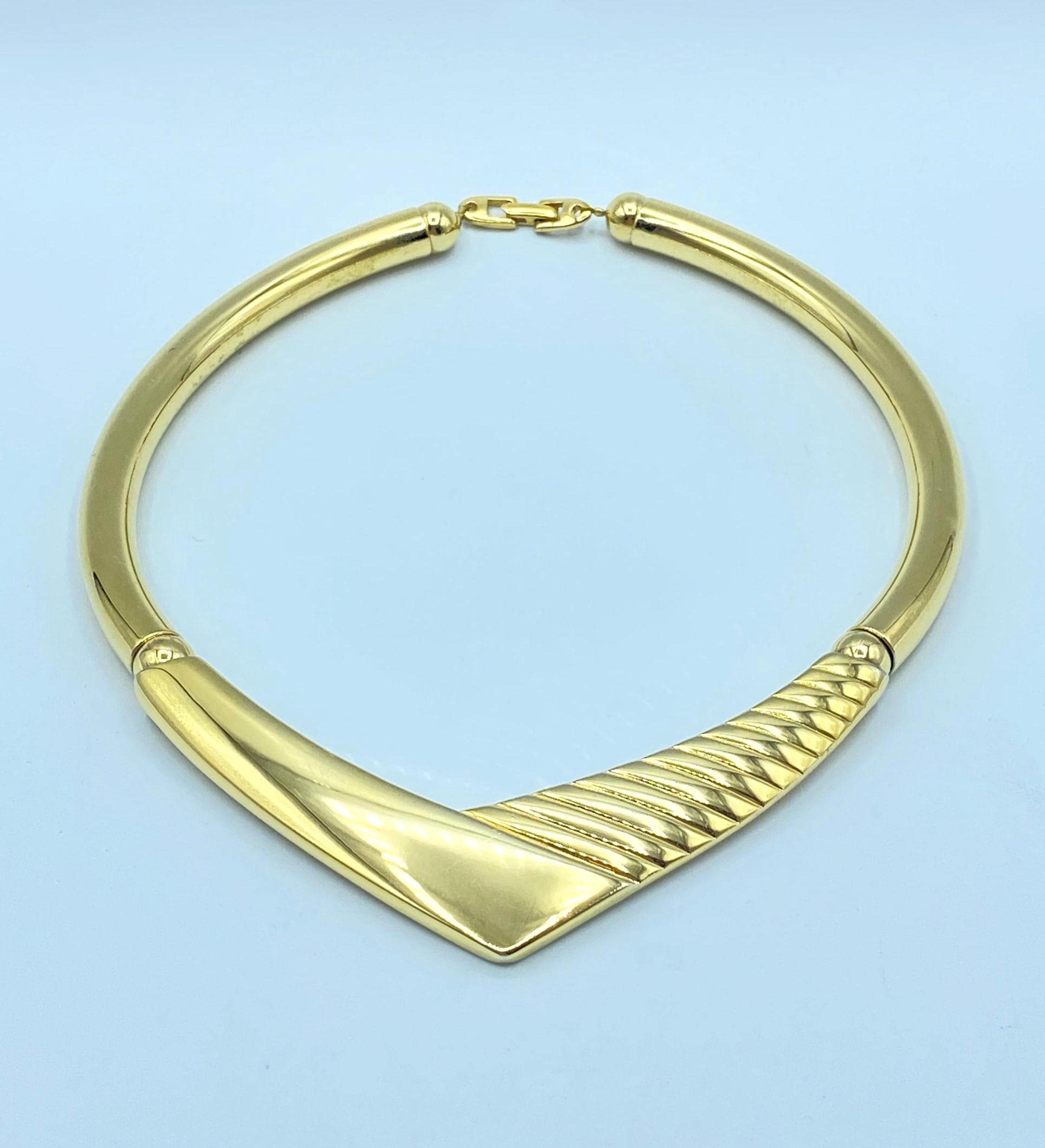 Napier Necklace: Gold Plated Necklace, Torque Choker, Pendant, 17 Inch,…