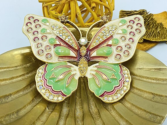 Vintage Kenneth Jay Lane Brooch: Butterfly In Ena… - image 4