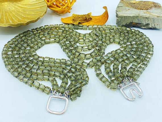 Kenneth Jay Lane Necklace: Green Bead Choker, Mul… - image 6