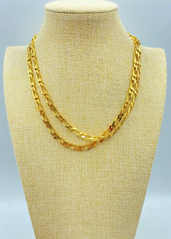 Vintage Monet Gold Tone Figaro Chain Necklace, Mon