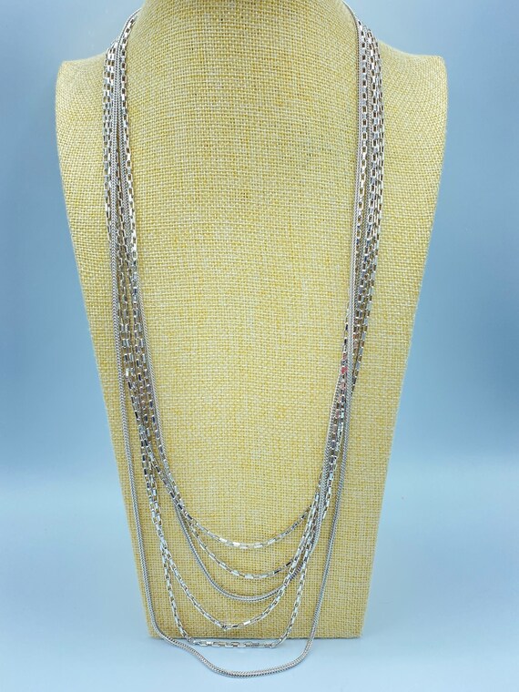 Monet Silver Multi Strand Chain Necklace, Monet Si