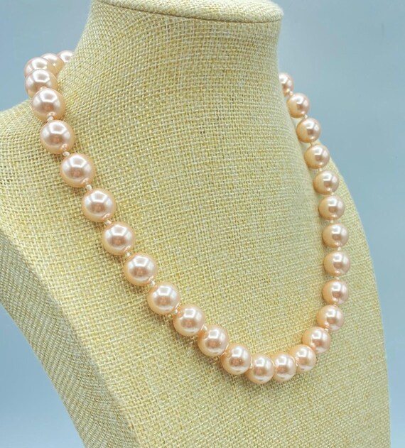 Vintage Kenneth Jay Lane Pink Pearl Choker Neckla… - image 2