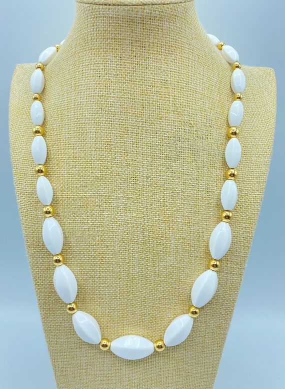 Vintage Napier Necklace, Napier White and Gold Nec