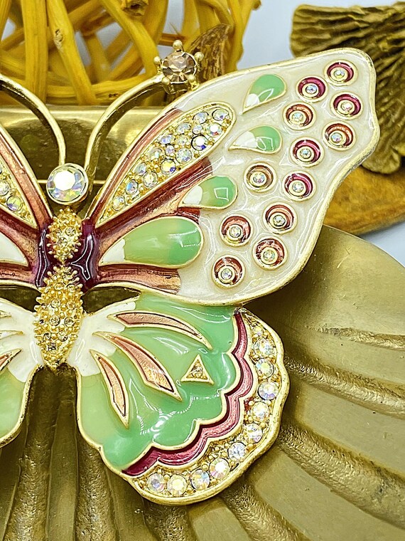 Vintage Kenneth Jay Lane Brooch: Butterfly In Ena… - image 6