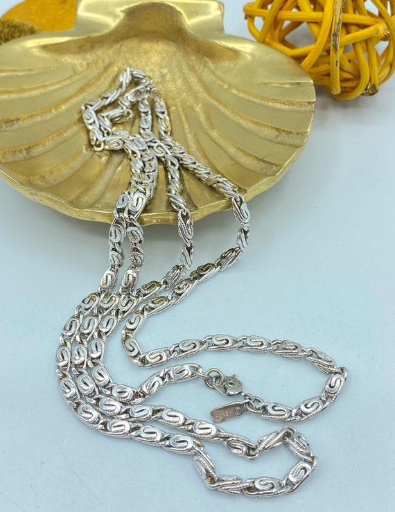 Vintage Monet Silver Tone Scroll Chain Necklace, M