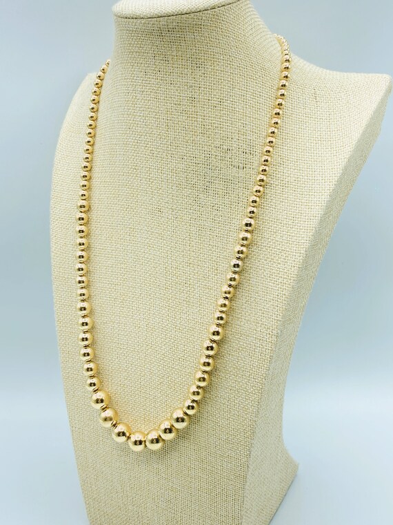 Vintage Napier Gold Tone Bead Necklace, 80s Napier