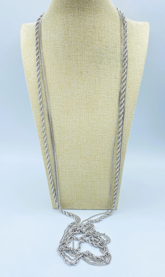 Monet Triple Strand Silver Chain Necklace, Monet S