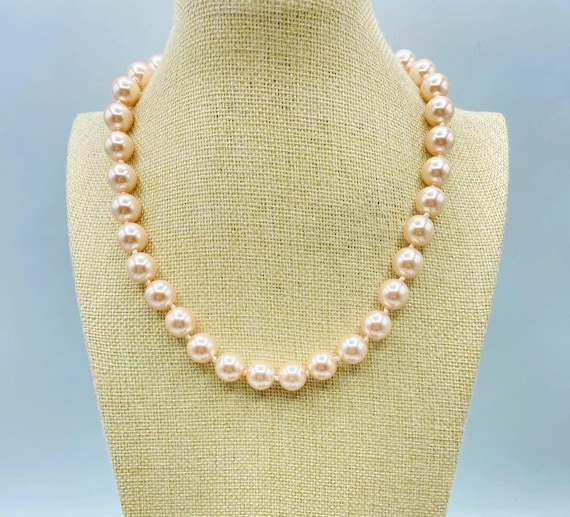 Vintage Kenneth Jay Lane Pink Pearl Choker Neckla… - image 1