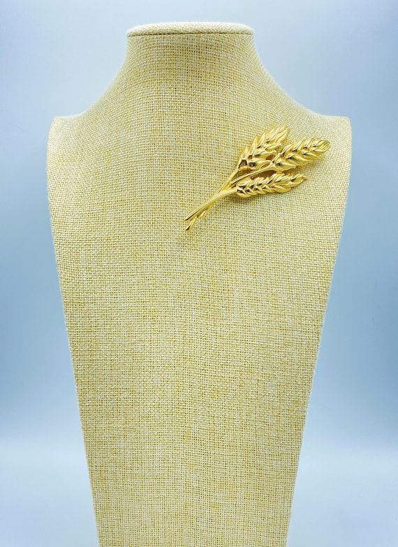 Vintage Givenchy Gold Wheat Brooch, 80s Givenchy B