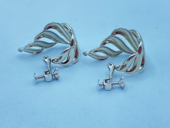 Vintage Napier Silver Tone J Hoop Earrings, Napie… - image 6