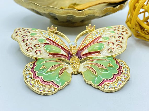 Vintage Kenneth Jay Lane Brooch: Butterfly In Ena… - image 7
