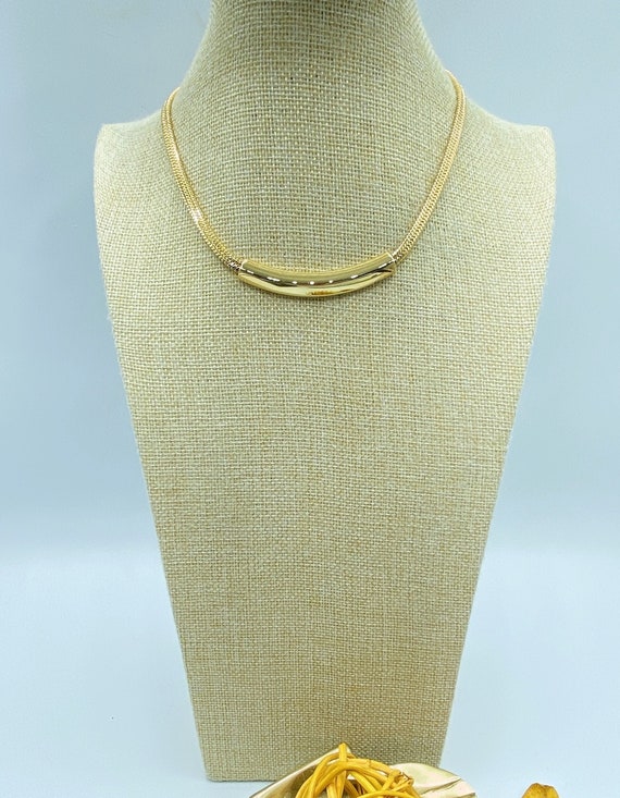 Vintage Monet Gold Herringbone Choker Monet Gold Necklace Monet Jewelry 90s Monet Necklace 17 Inches Etsy