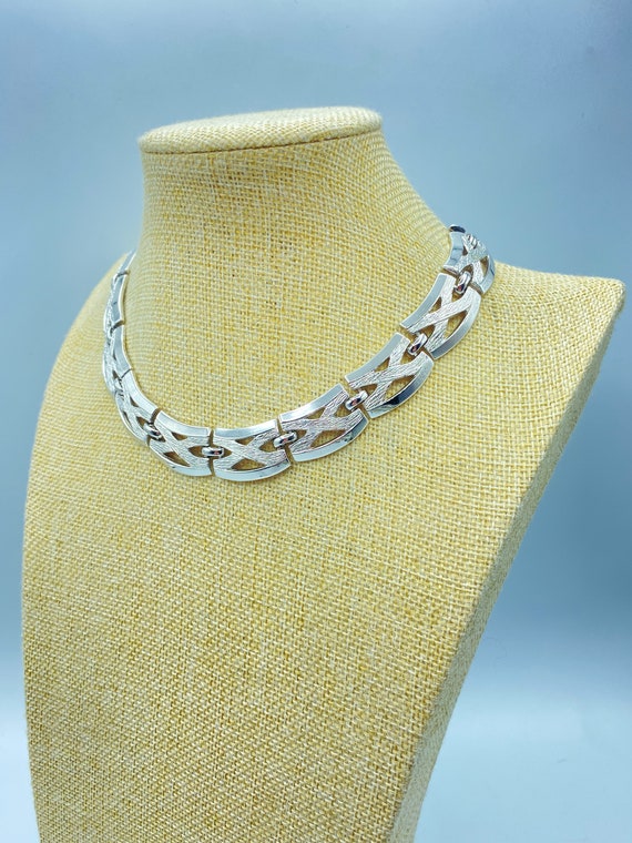 Vintage Monet Silver Choker Necklace, 50s Monet N… - image 2
