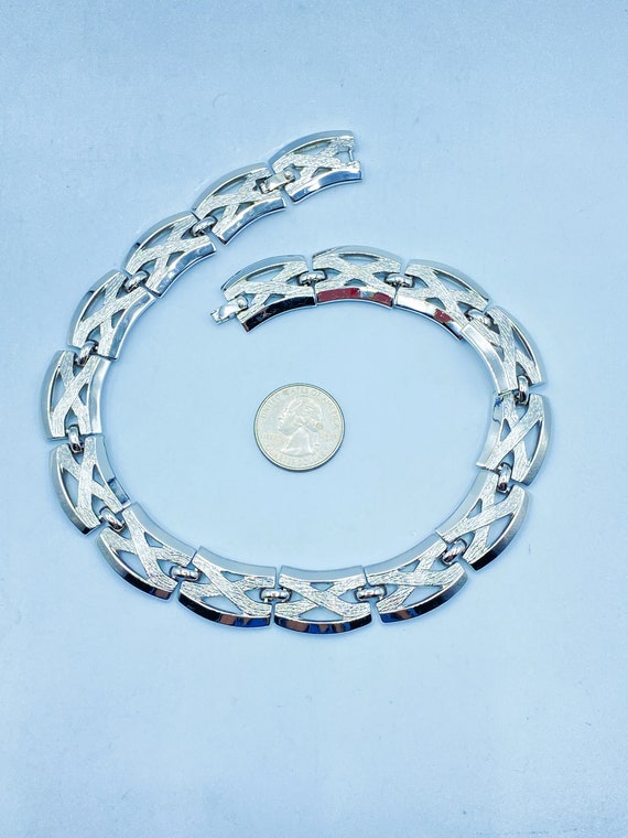 Vintage Monet Silver Choker Necklace, 50s Monet N… - image 5