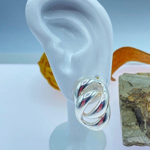 Napier Earrings: Silver Earrings, Double Knot, Pierced, 1980s Jewelry